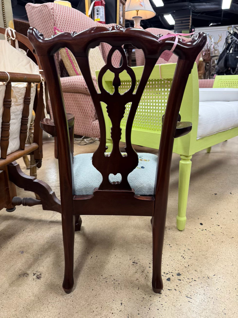 Mahogany & Blue Floral Needlepoint Chippendale Child's Chair