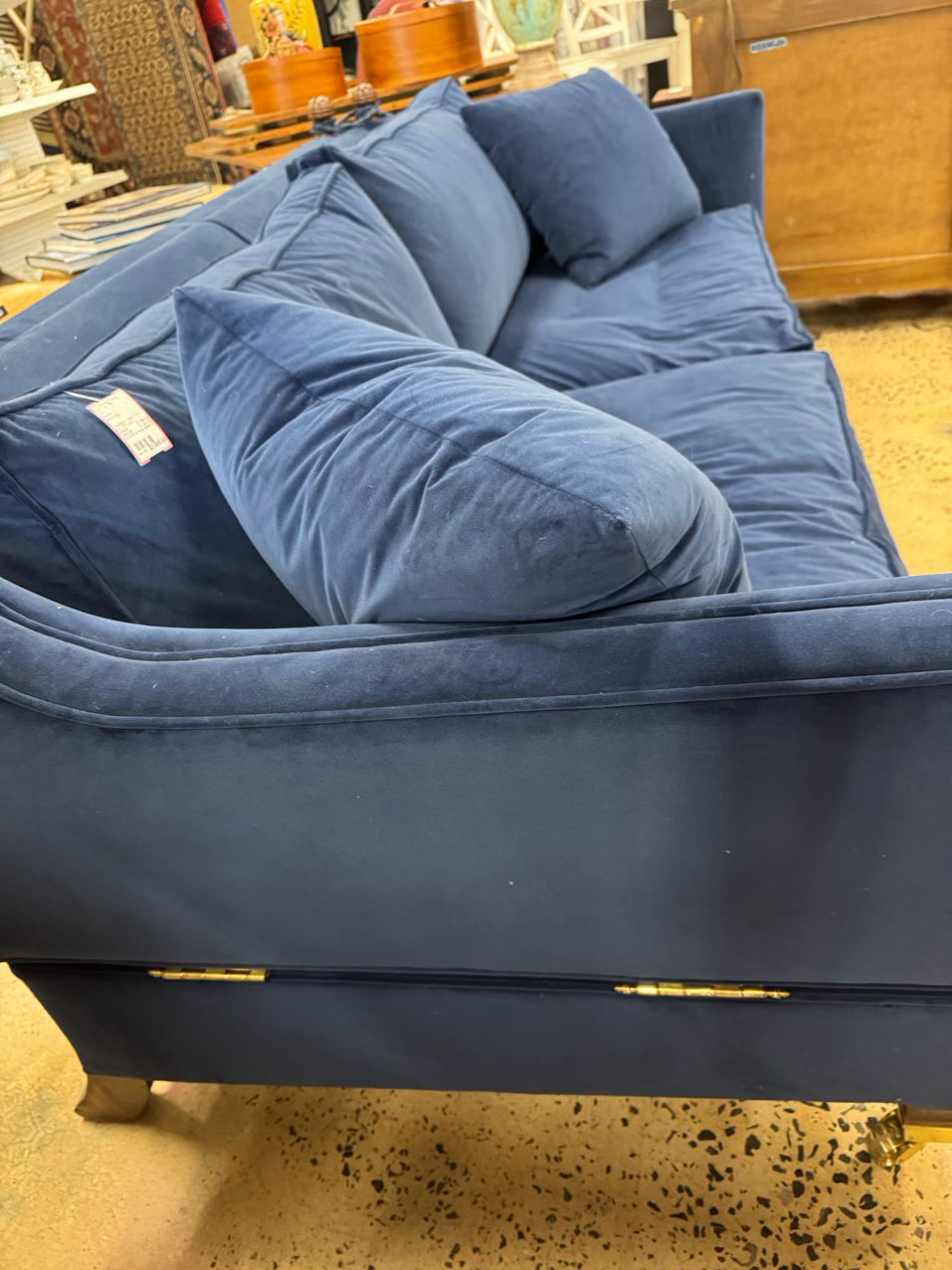 DURESTA Blue Velvet Fold Down Sides Sofa