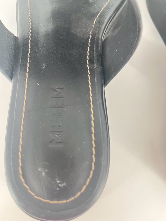ME + EM Size 38 Black Leather Flip Flops