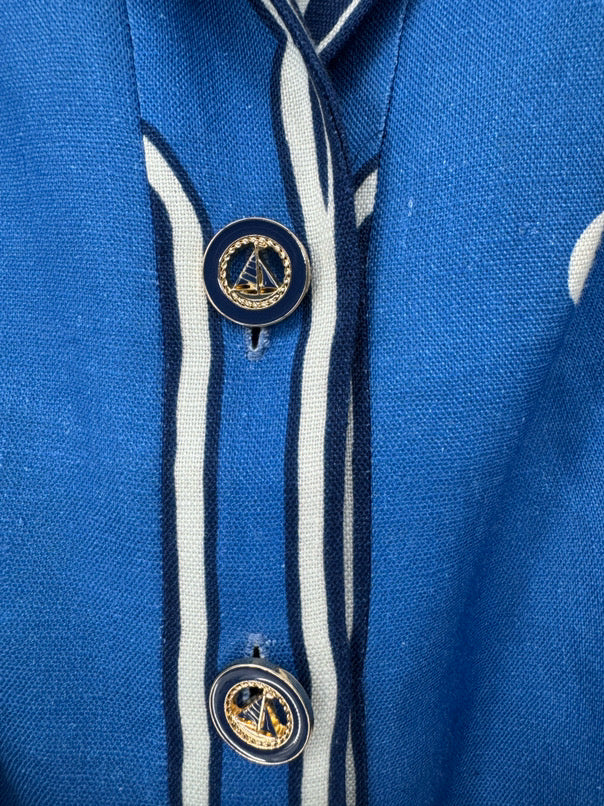 ZIMMERMANN Size 2 Blue Linen Sailboat Button Up Dress
