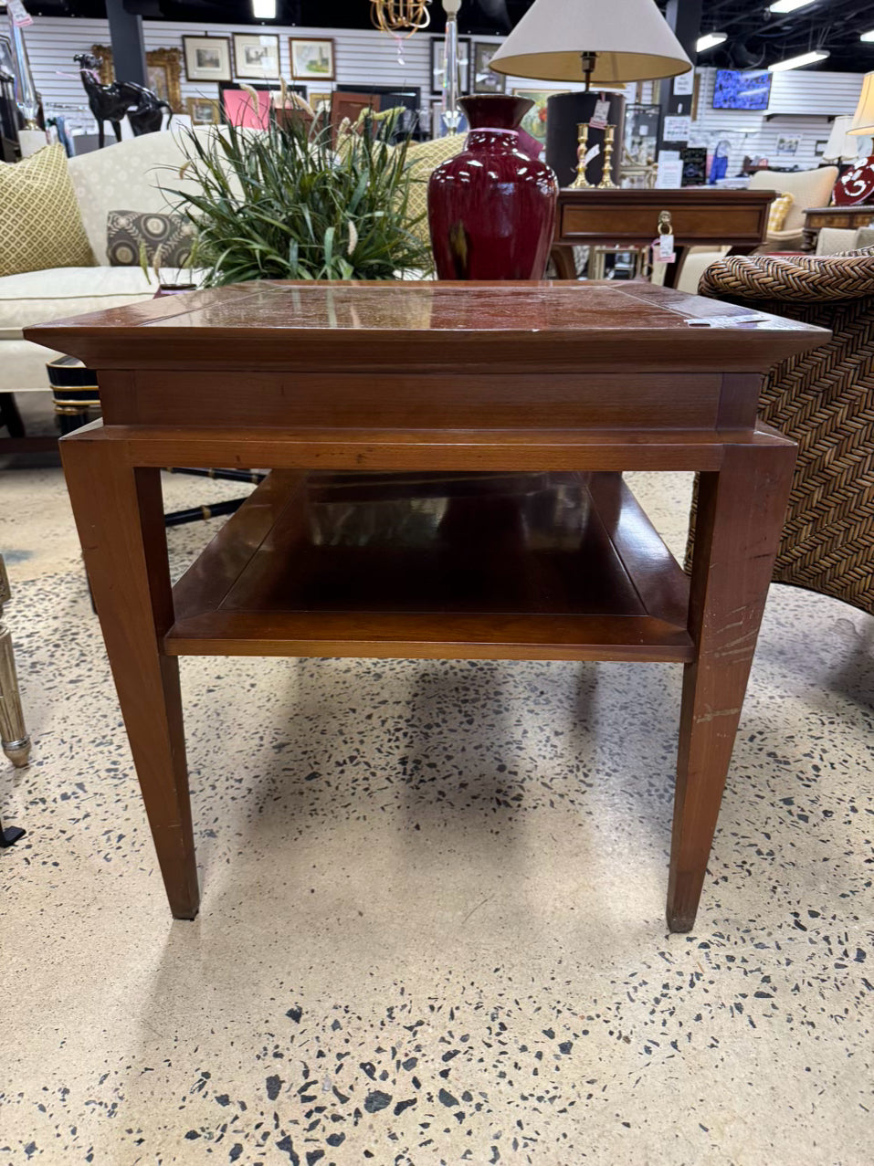 TOMLINSON Wood Mid Century Tiered Side Table