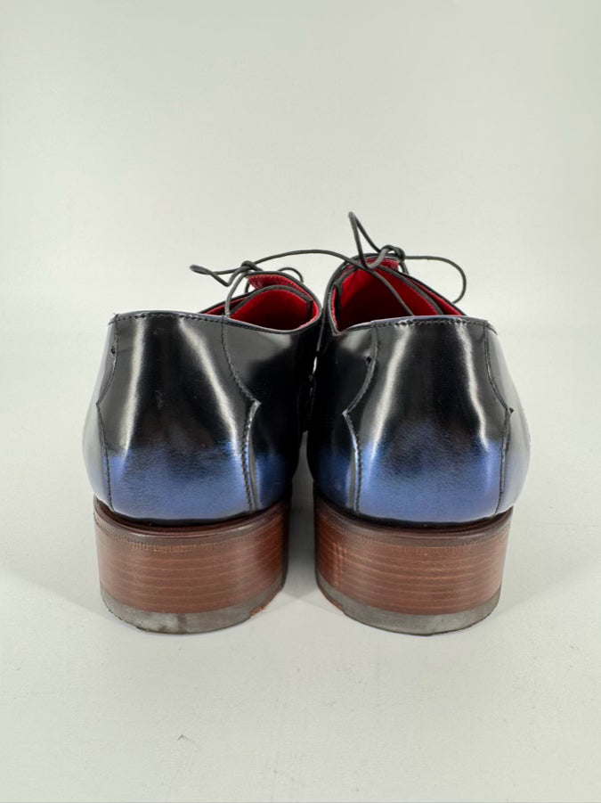JEFFERY WEST Size 9.5 Blue & Black Leather 'Villain' Dress Shoes