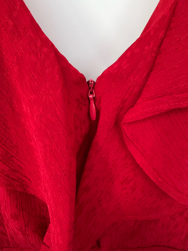 DKNY Size 8 Red Ruffle Maxi-Dress NWT