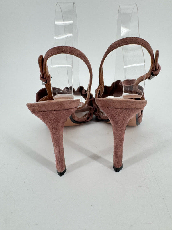 SAMUELE FAILLI Size 38 Mauve Suede Ruffle Heels