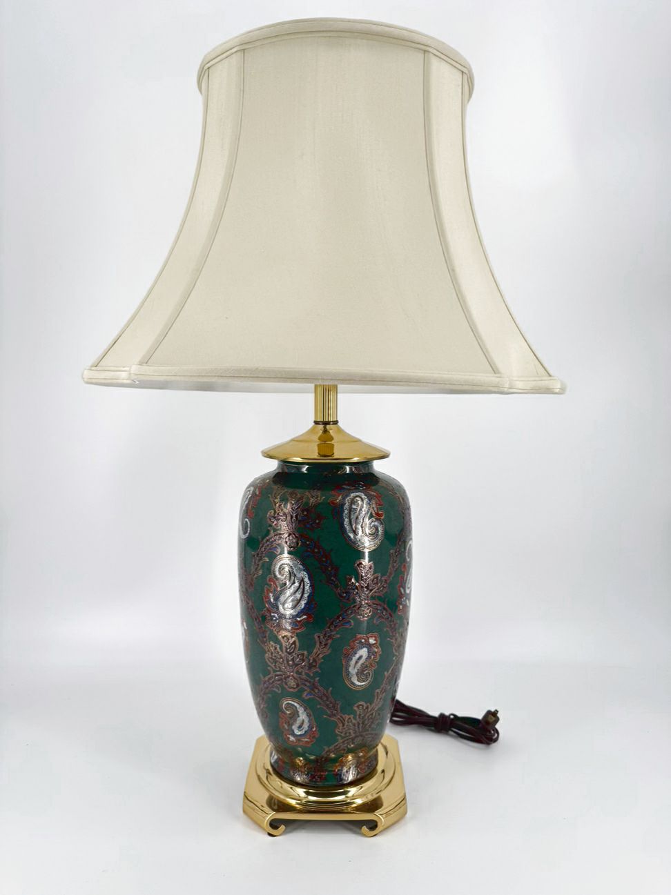 Green Paisley Porcelain Brass Base Lamp