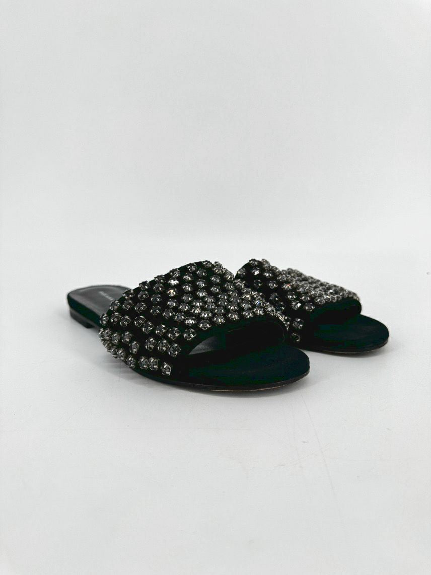 FABIANA FILIPPI Size 37 Black Crystal Detail Sandals