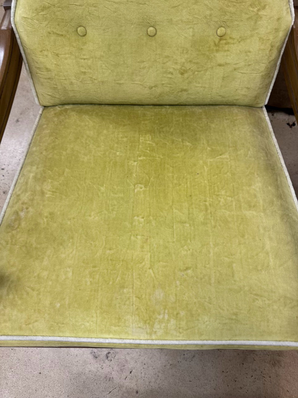 Wood & Velvet Chartreuse Mid Century Chair