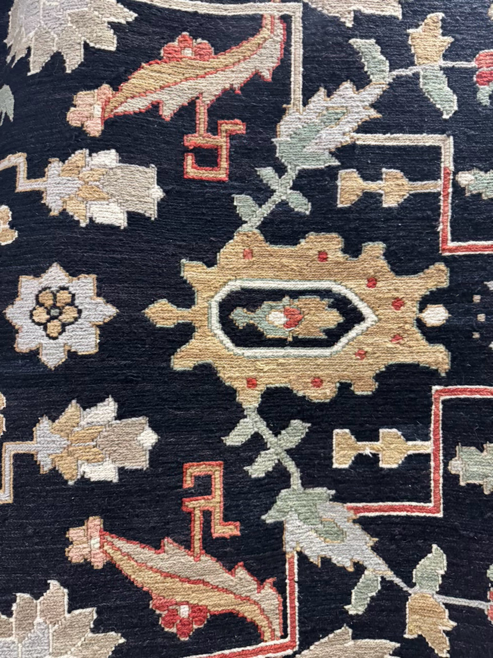 Black, Rust & Green Oriental Wool Area Rug