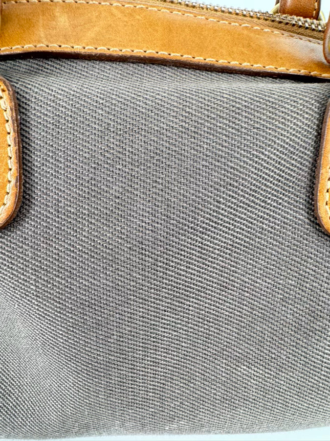 THE ORIGINAL GHURKA BAG Taupe & Brown Leather & Canvas Purse