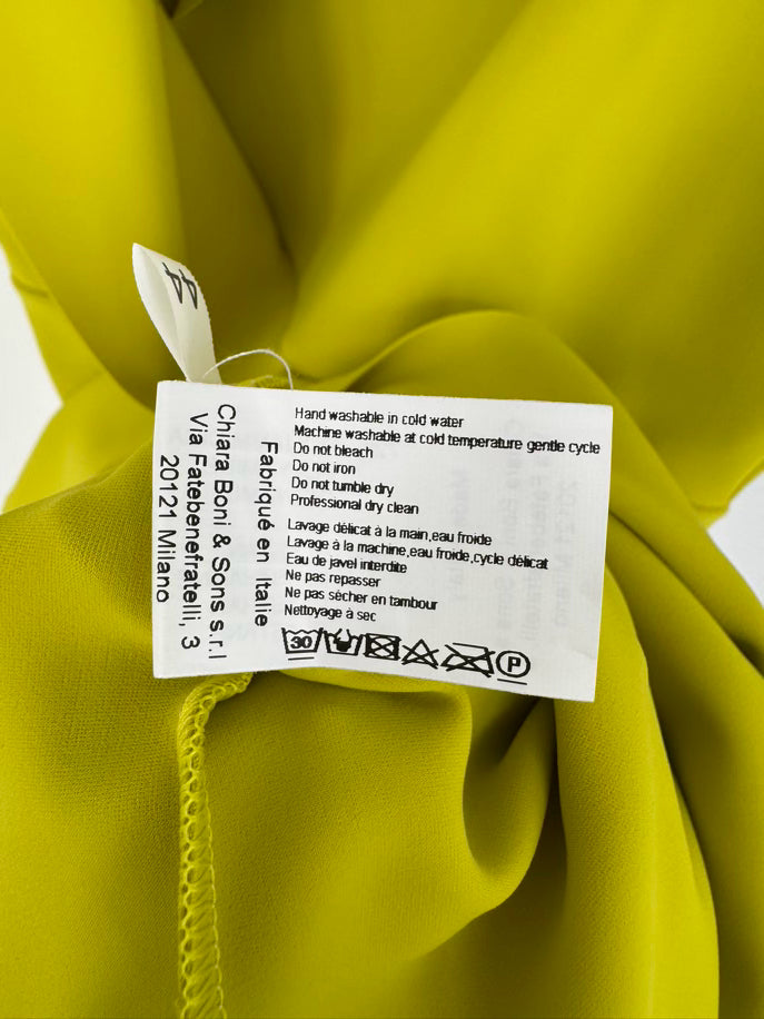 CHIARA BONI Size 44 Chartreuse Belted Sleeveless Dress