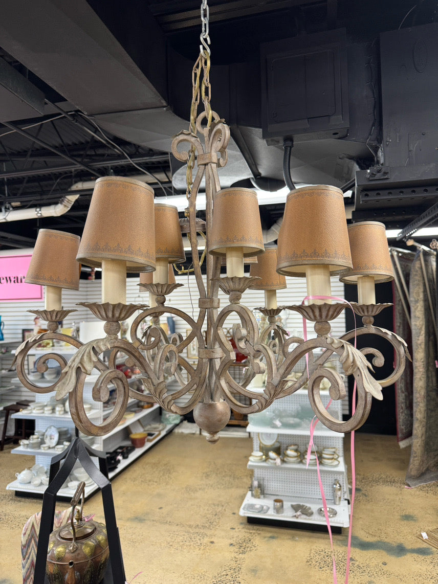 FINE ART LAMPS Taupe 2-Tier 6-Arm Chandelier