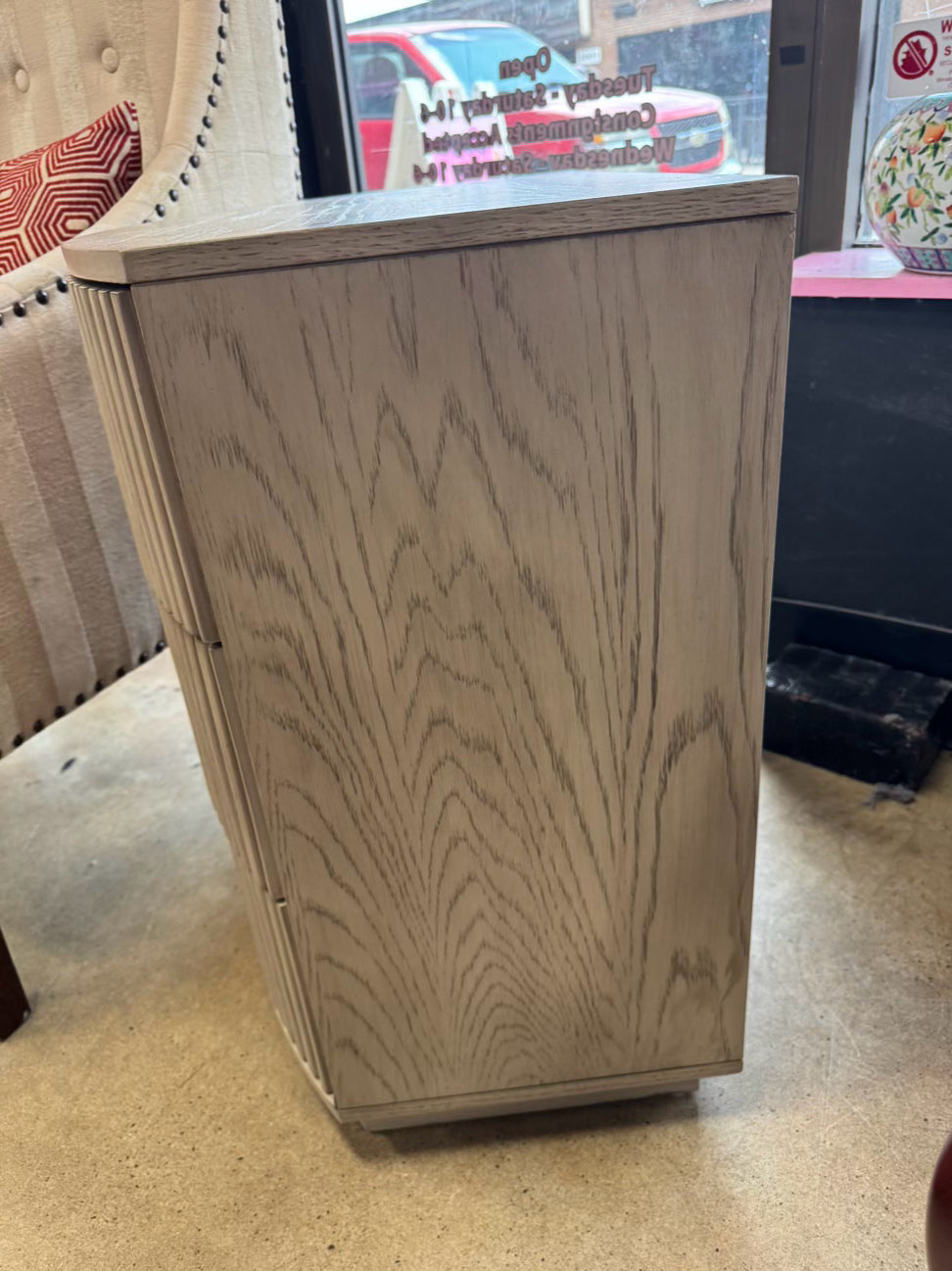 RACHEL ZOE Wood Taupe Fluted Nightstand