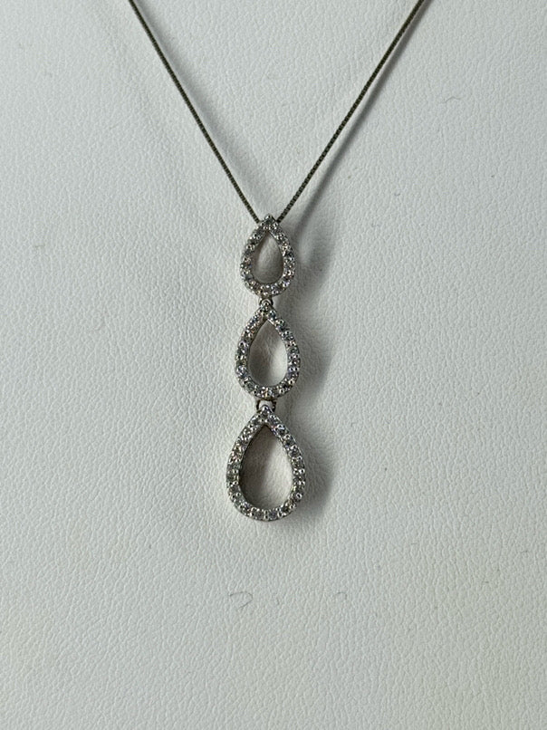 14K White Gold Diamond Cascading Teardrop Necklace