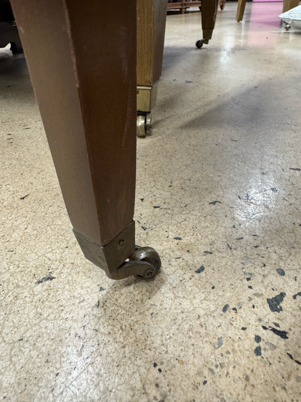 Wood Leather-Top 2-Tier Pair of End Tables