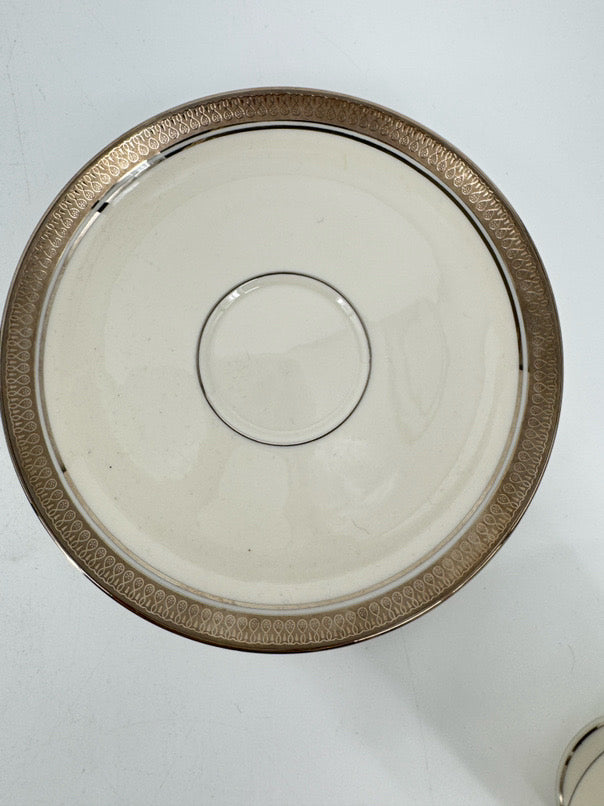 PICKARD White & Silver Geneva Set of 8 Dinnerware