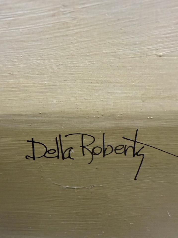 SIGNED DELLA ROBERTS Still Life Painting In Brown Frame