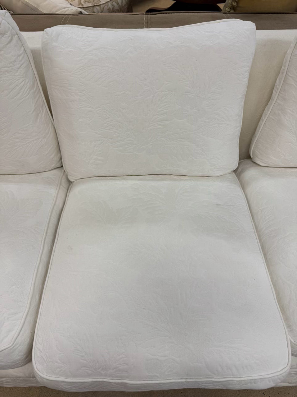White 3-Cusion Quilted Sofa
