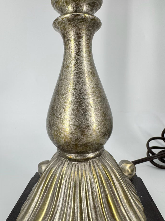 Brushed Silver Resin Pair of Buffet Lamps