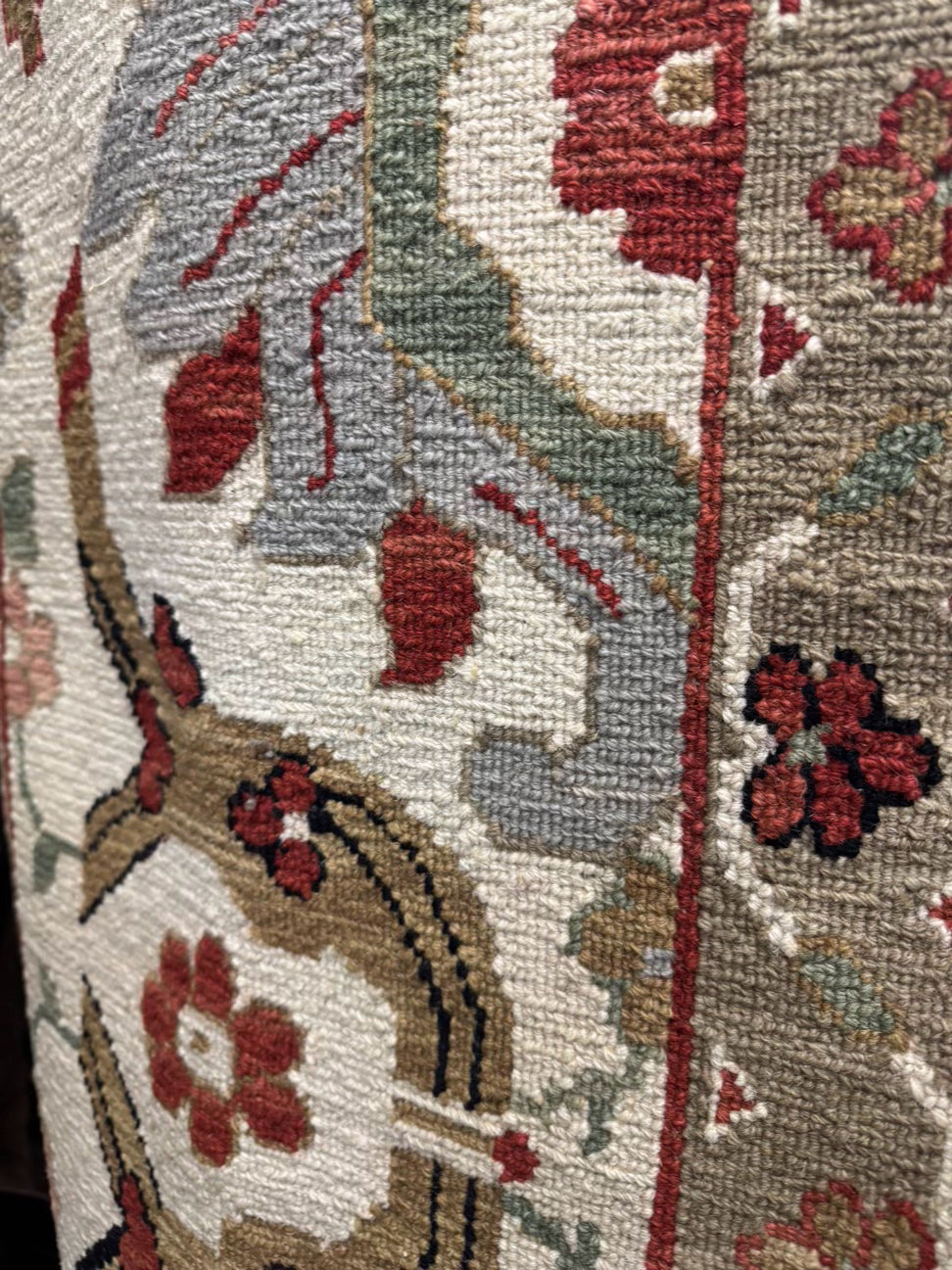Black, Rust & Green Oriental Wool Area Rug