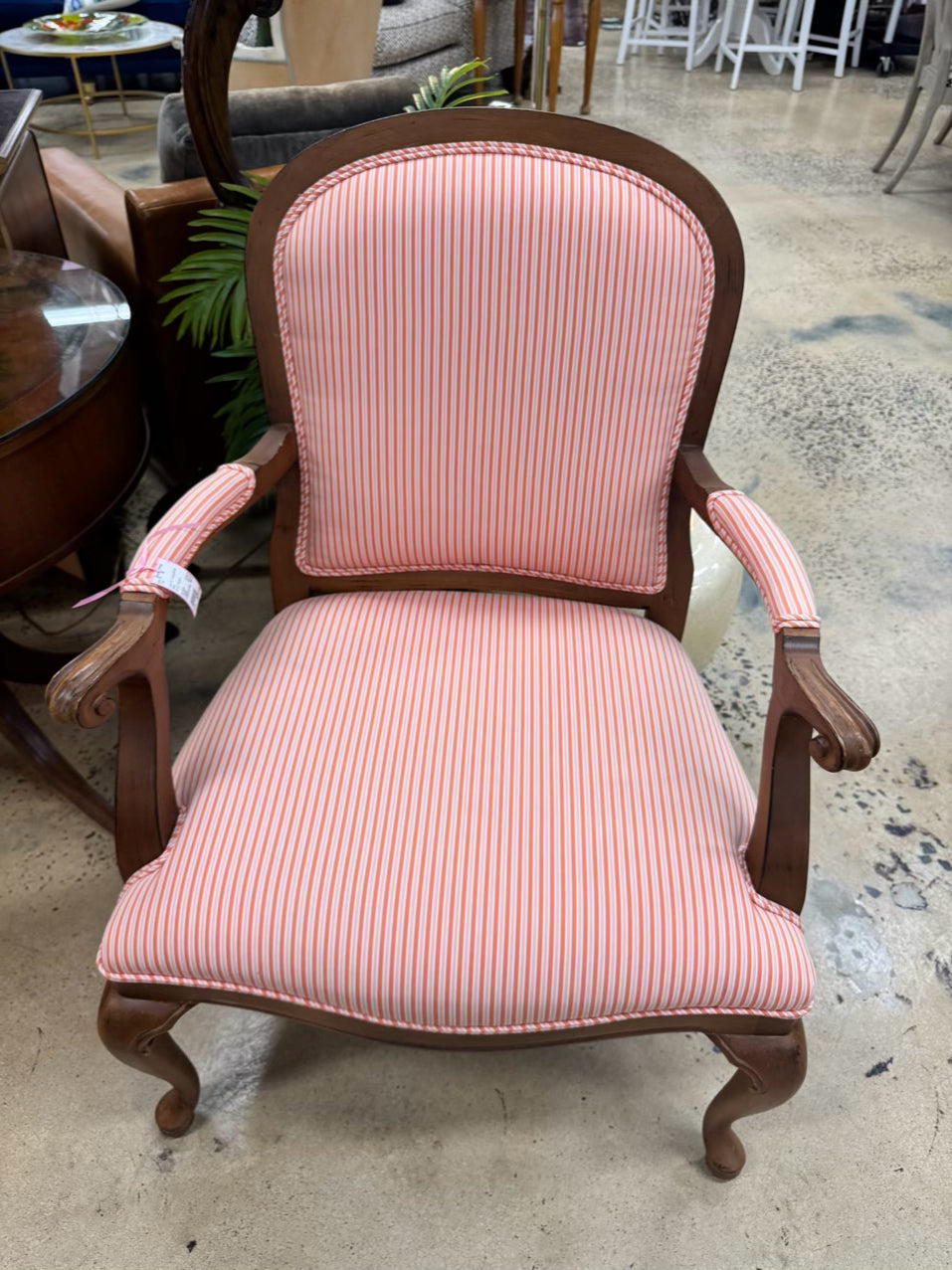 Orange & White Stripe Louis XV Chair