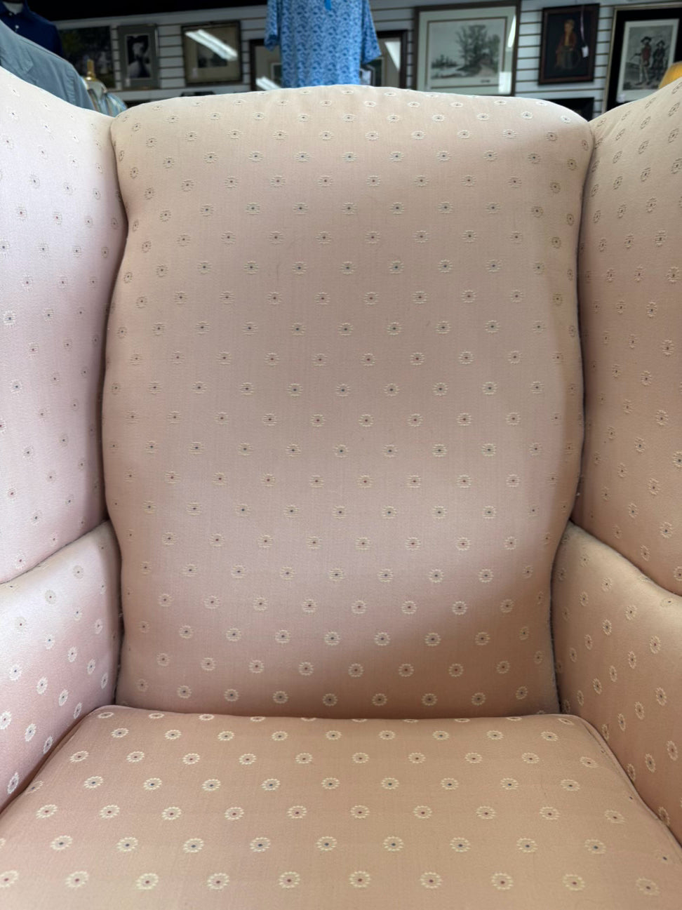 Pink Queen Anne Legs Wingback Chair