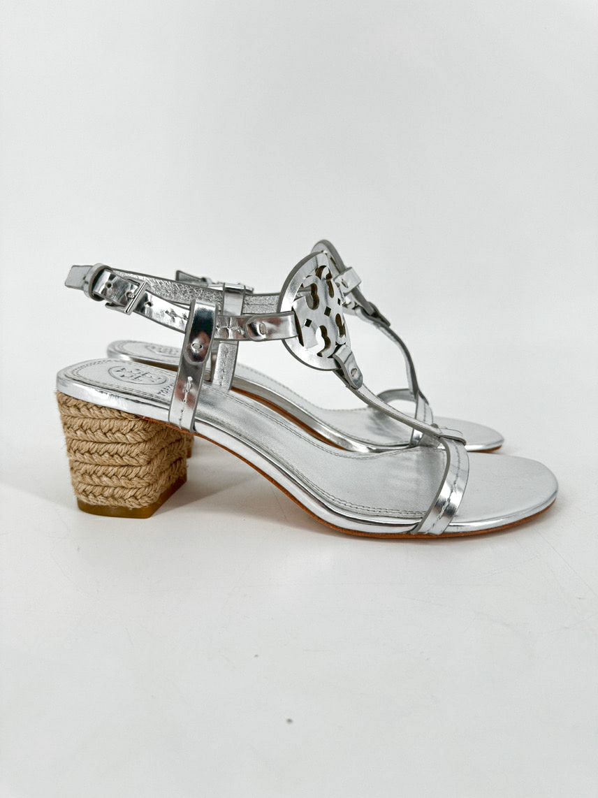 TORY BURCH Size 6.5 Silver Silver Heels