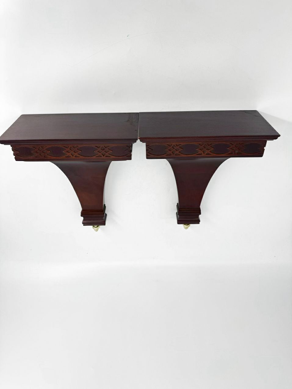 Wood Fretwork Pair of Wall Brackets