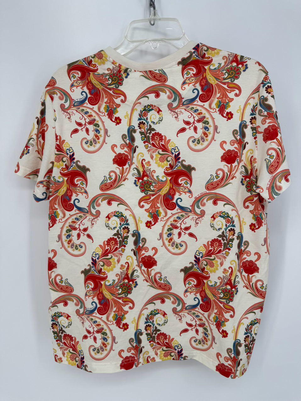 ETRO Size 48 Cream & Coral Paisley T-shirt