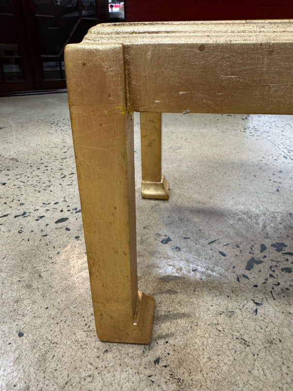 Red Box w/ Brass Mounts on Gold Stand