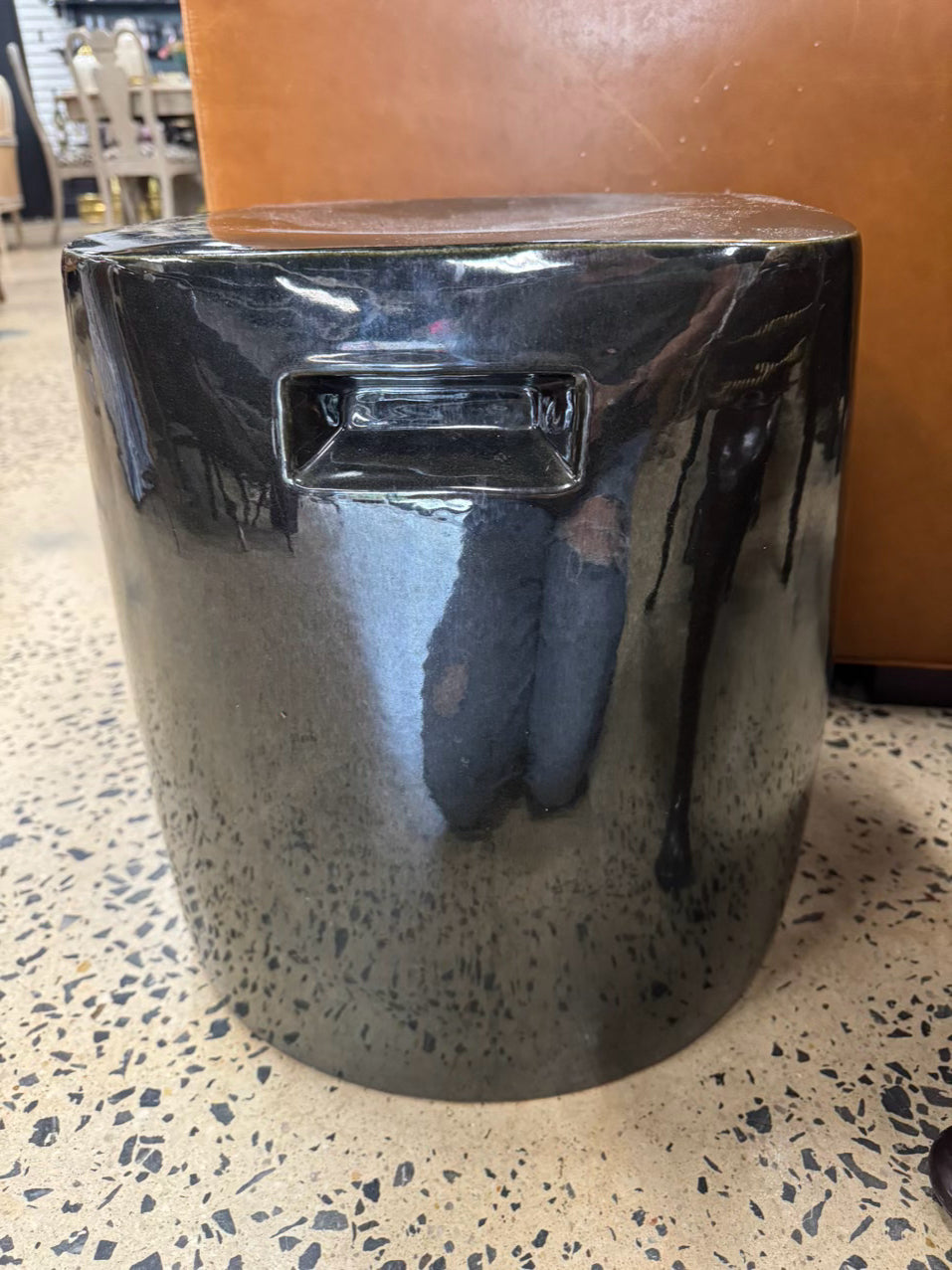 Black Ceramic Garden Stool