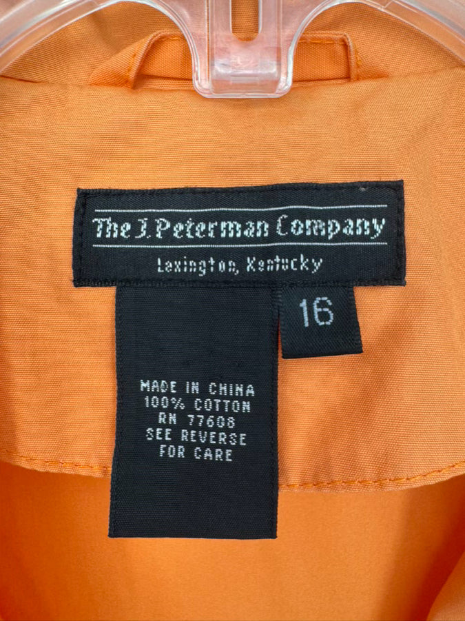 J PETERMAN Size 16 Orange Belted Maxi-Dress