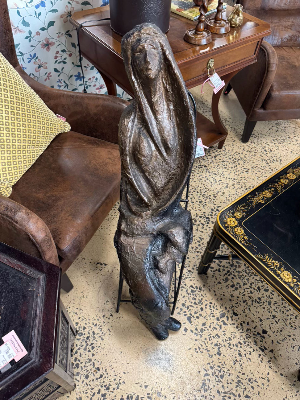 Brown Molded Plastic Woman in Chair Figure