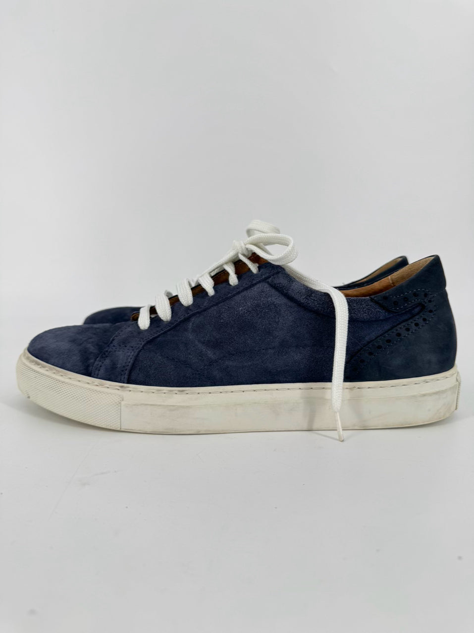 FACONNABLE Size 12 Navy Suede Sneakers