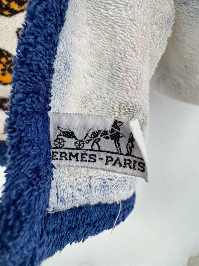 HERMES Blue & Yellow Cheetah Pair of Beach Towels