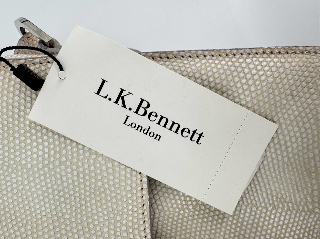L.K. BENNETT Off White Pebbled Leather Handbag NWT