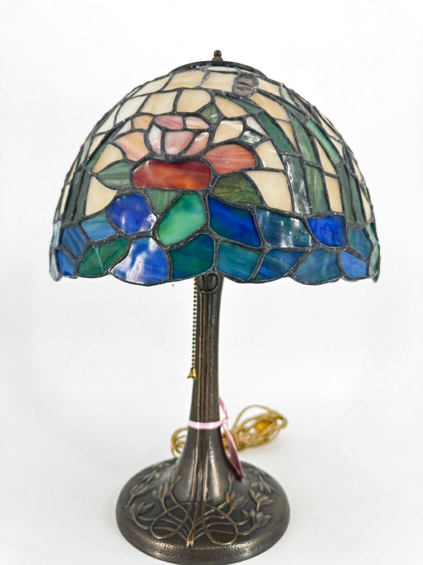 Cream, Green & Blue Tiffany Style Lamp