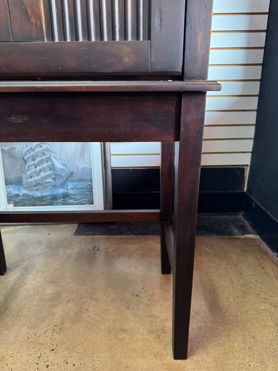 Dark Wood Cabinet w/ Dropdown Desk