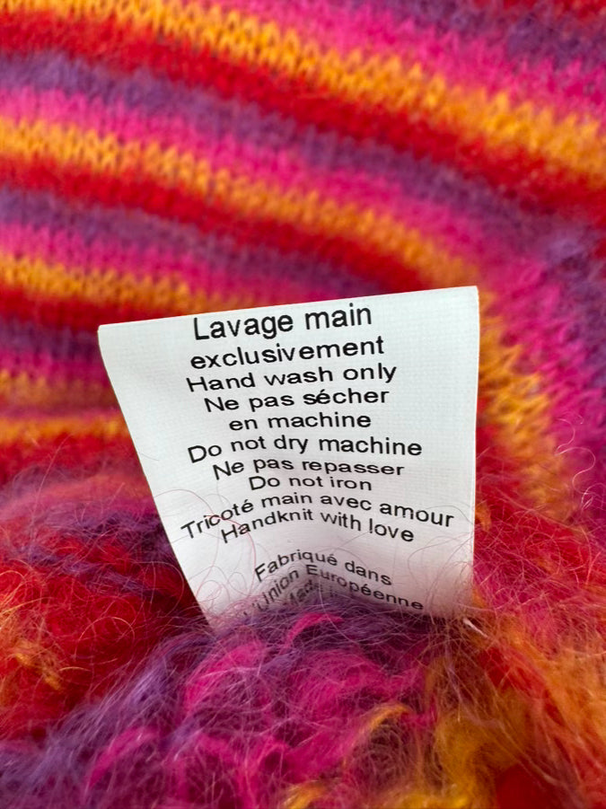 ROSE CARMINE Size 2 Red & Purple Mohair Blend Stripe Sweater