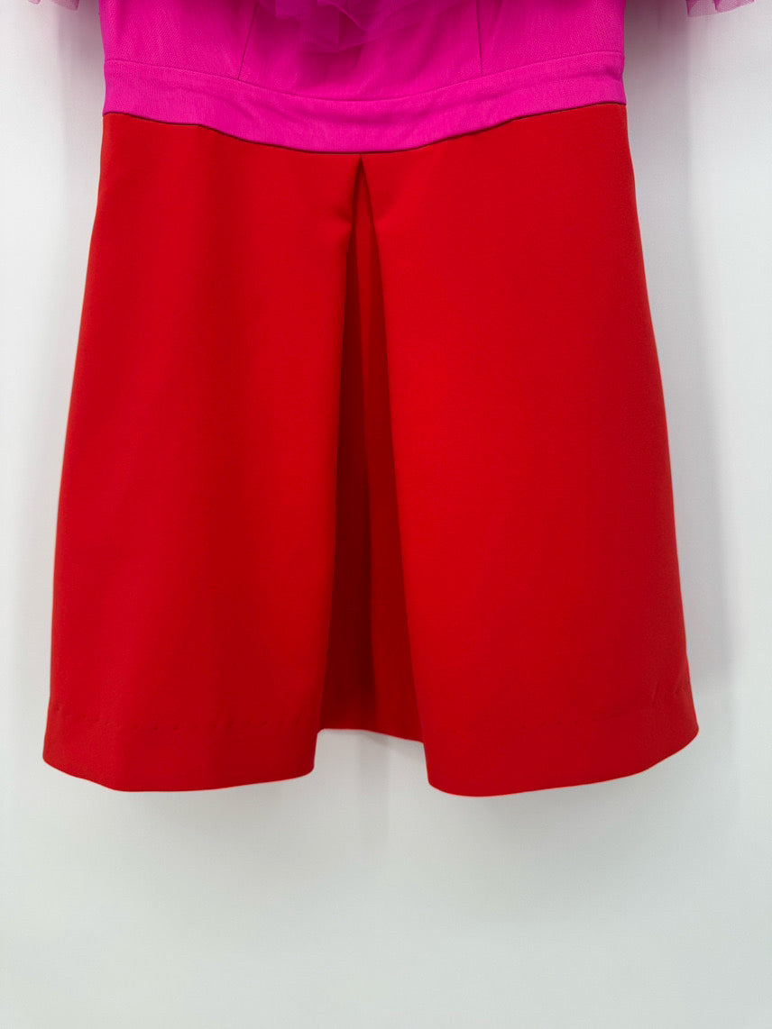 KARLIE Size L Fuchsia & Orange Tulle Off-The-Shoulder Cocktail Dress NWT