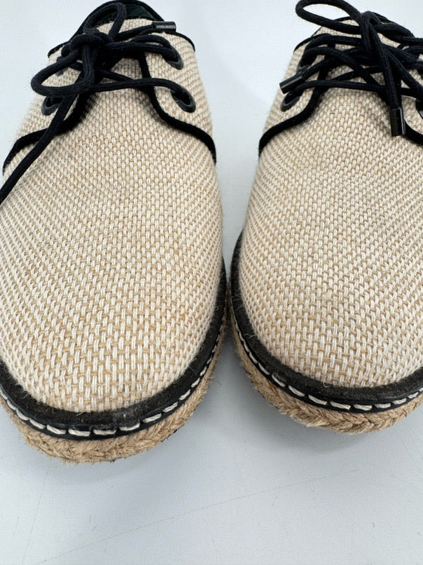 TORY BURCH Size 9.5 Natural Canvas Fawn Oxford