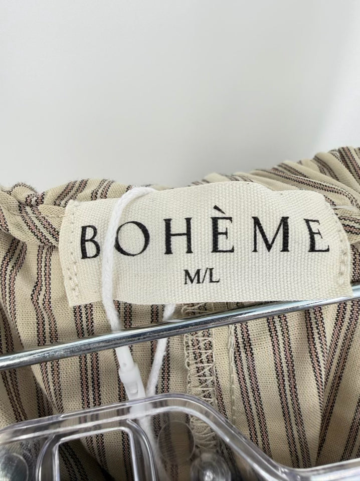 BOHEME Size M/L Taupe Stripe Barrel Pants NWT