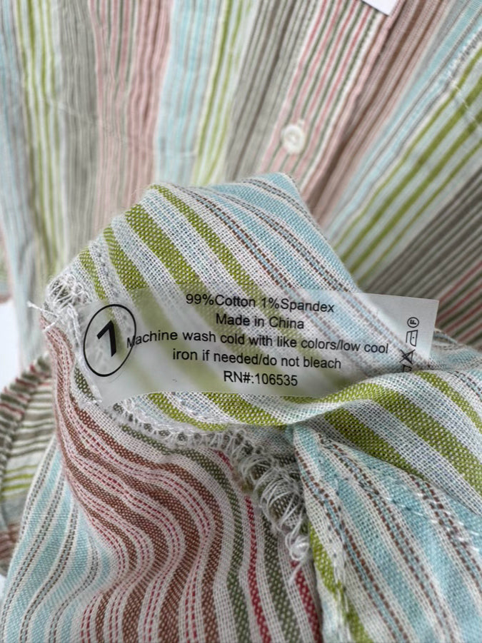 SUNDAYS by WEARESUNDAYS Size XS Green Print Stripe Emmie Shirt NWT