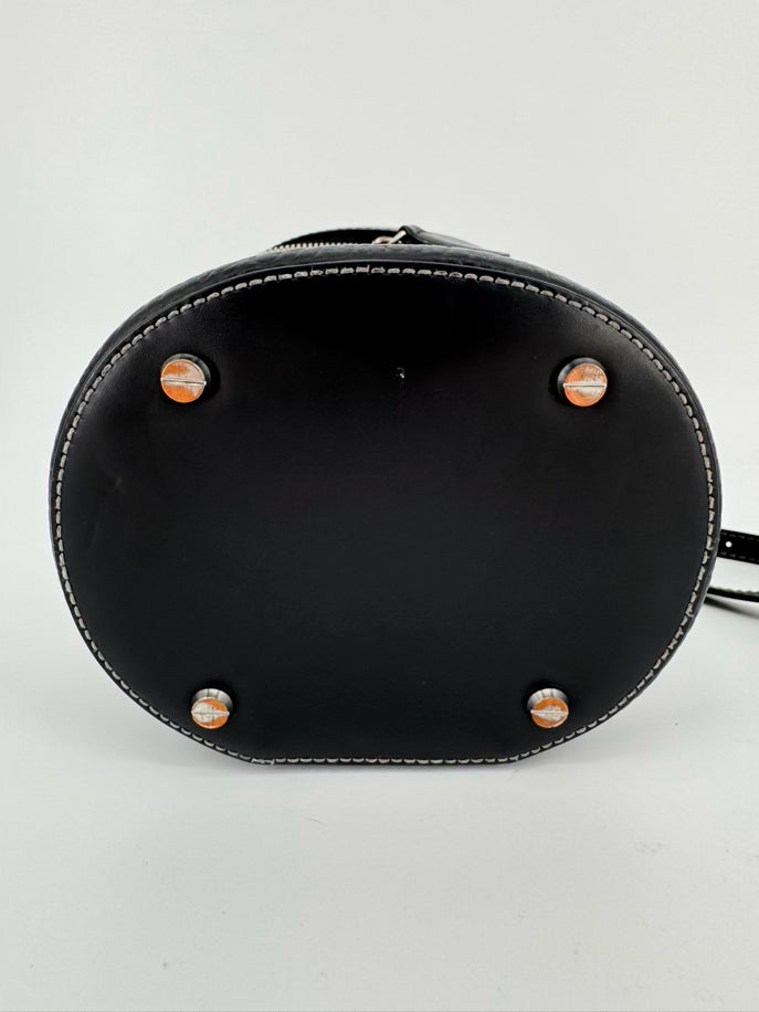 MCM Black Leather Visetos Cylinder Crossbody Bag