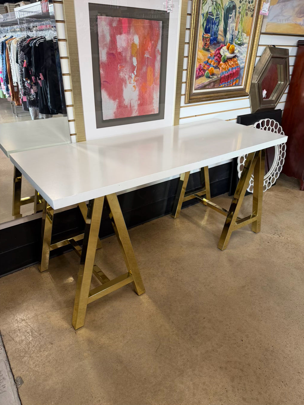 Gold Cross Base Desk w/ White Top