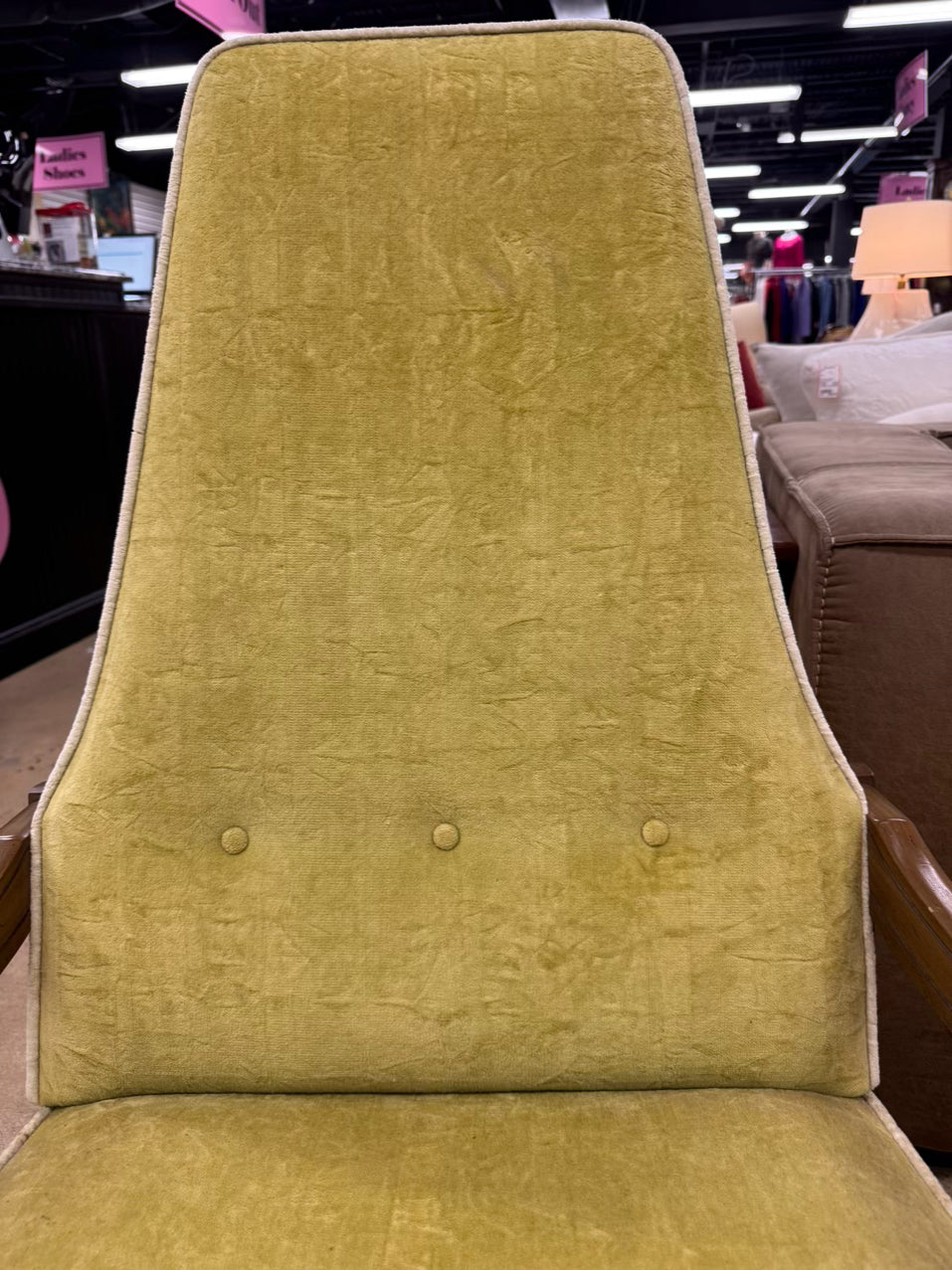 Wood & Velvet Chartreuse Mid Century Chair