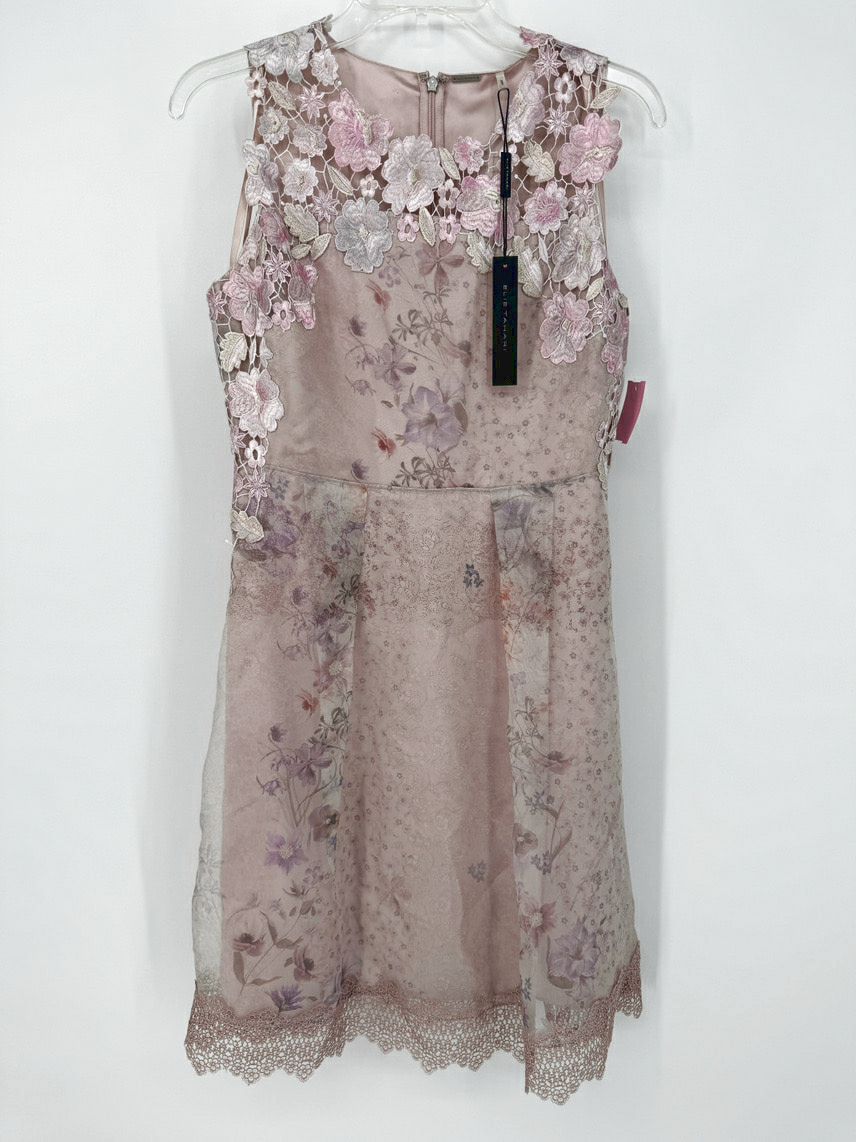 ELIE TAHARI Size 4 Blush Floral Channa Sleeveless Dress NWT