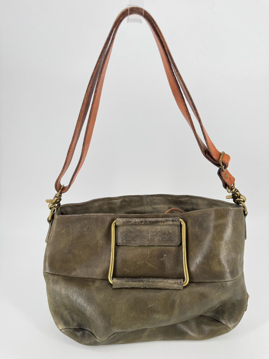 AS 98 Green Leather w/ Brass Hardware Purse