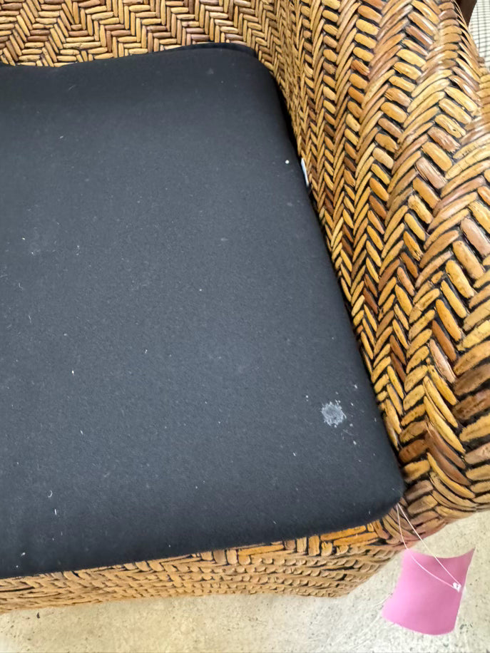 PIERCE MARTIN Brown Cane w/ Black Cushion Side Chair