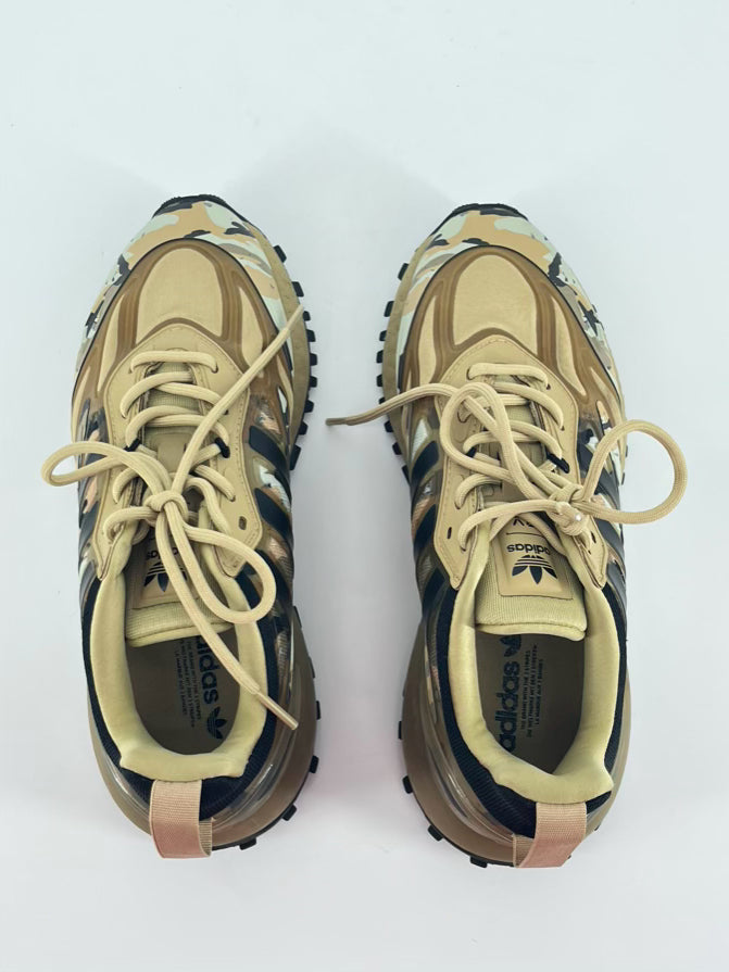 ADIDAS Size 6.5 Tan & Green Camouflage ZK 2K Boost Sneakers