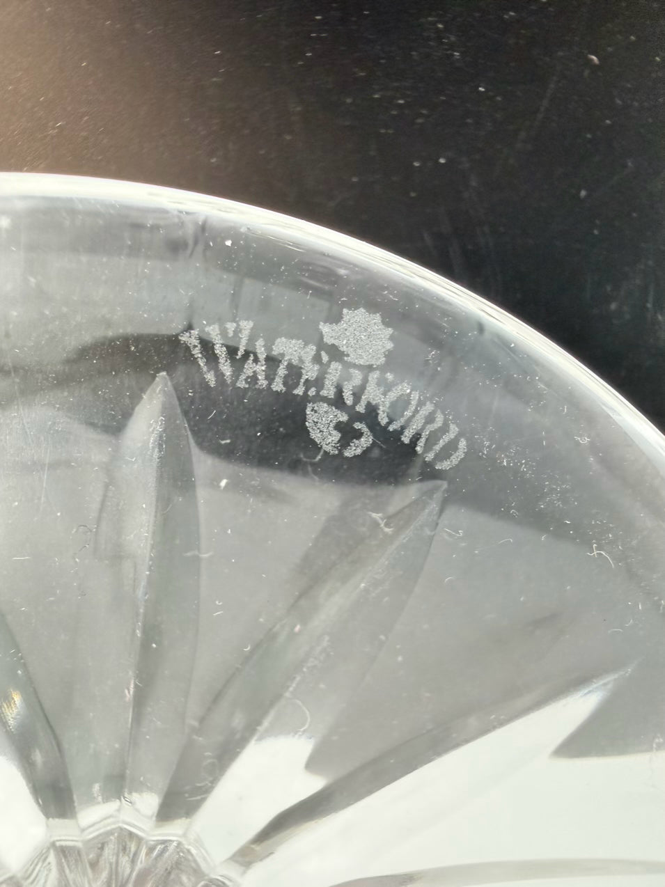 WATERFORD Clear & Purple Crystal Pair Of Wine Glasses
